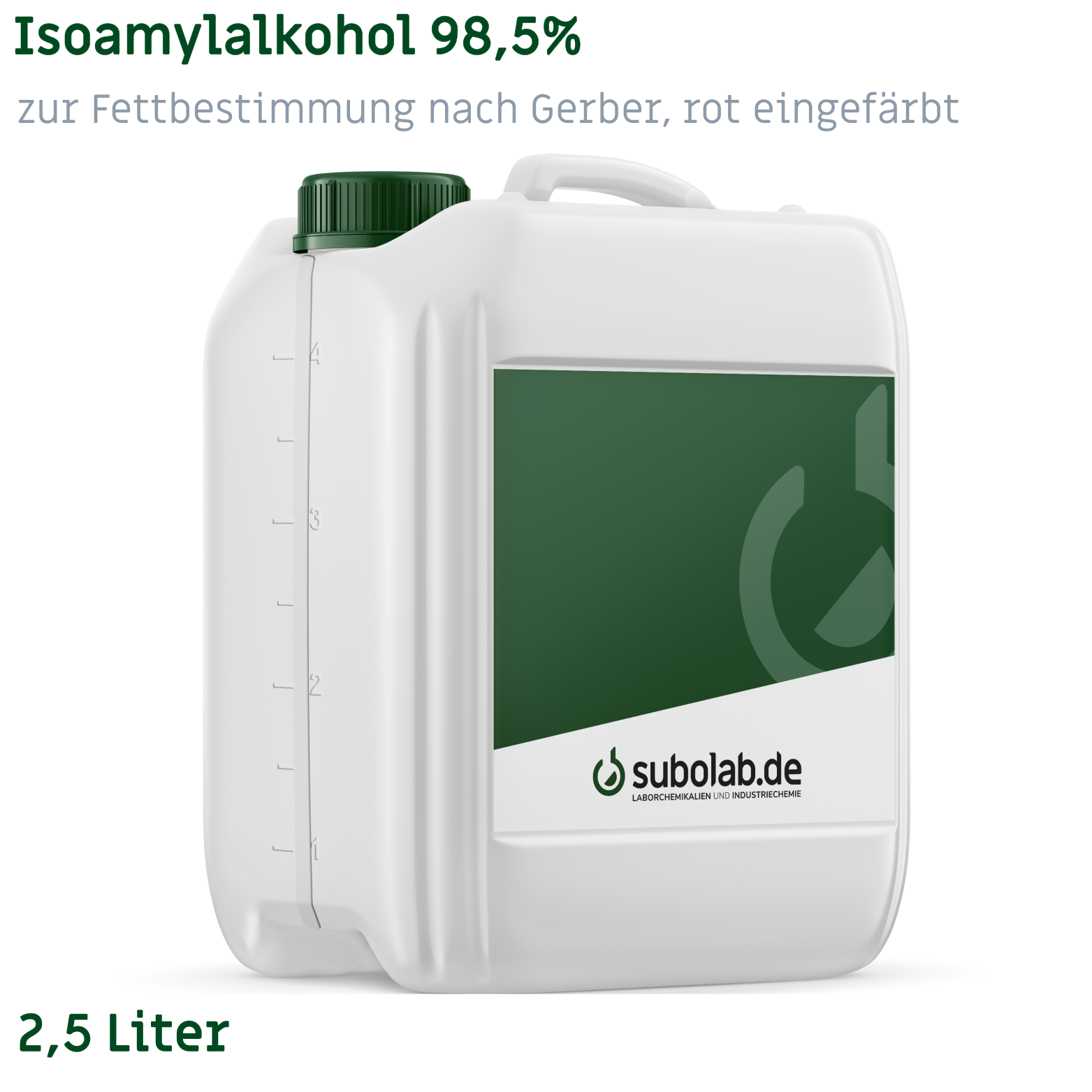 Bild von Isoamylalkohol 98,5% zur Fettbestimmung nach Gerber, rot eingefärbt (2,5 Liter)