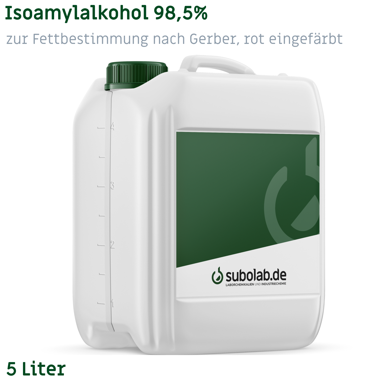 Bild von Isoamylalkohol 98,5% zur Fettbestimmung nach Gerber, rot eingefärbt (5 Liter)