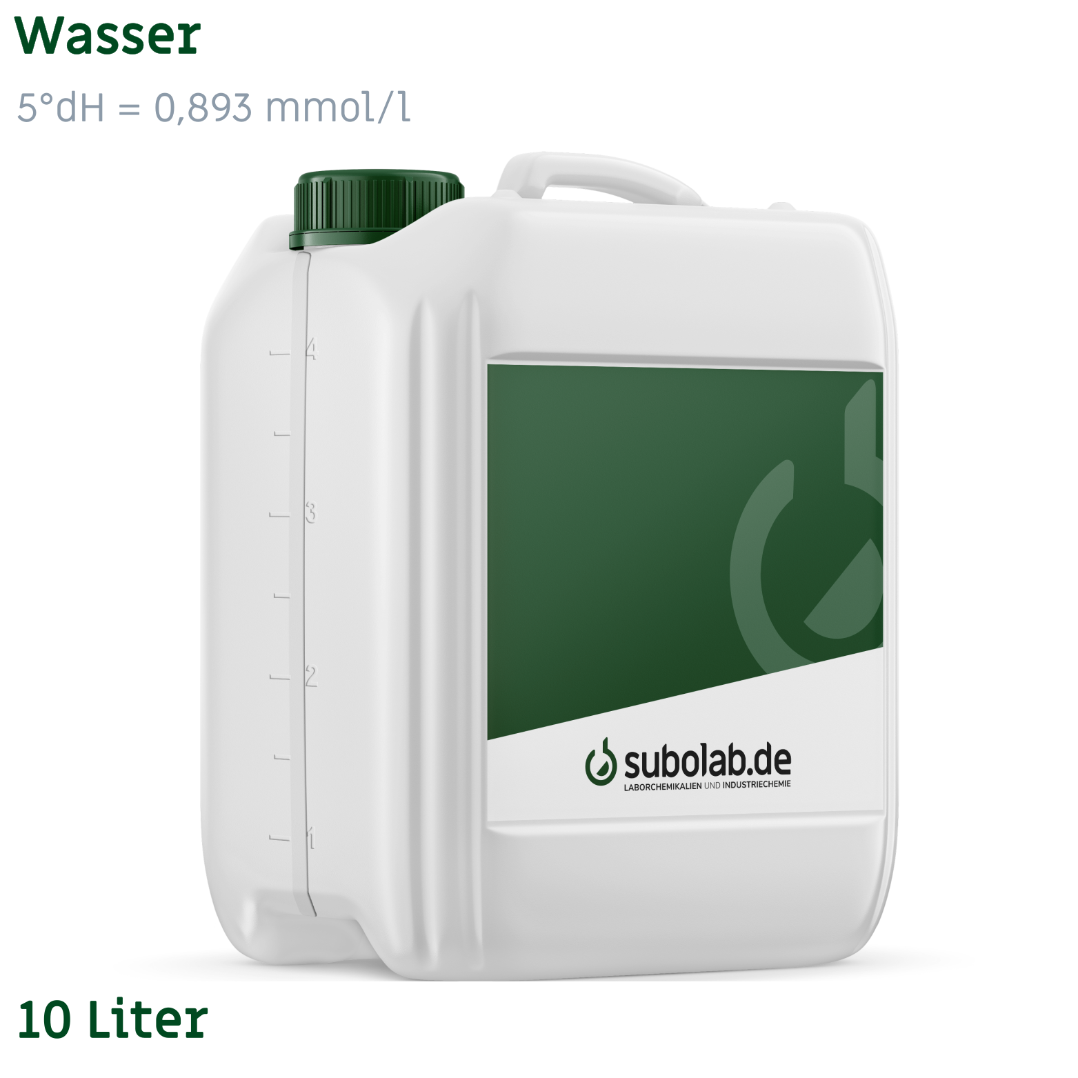 Bild von Wasser 5°dH = 0,893 mmol/l c(Ca2+  +  Mg2+), gem. DIN 38409 Teil 6 (10 Liter)