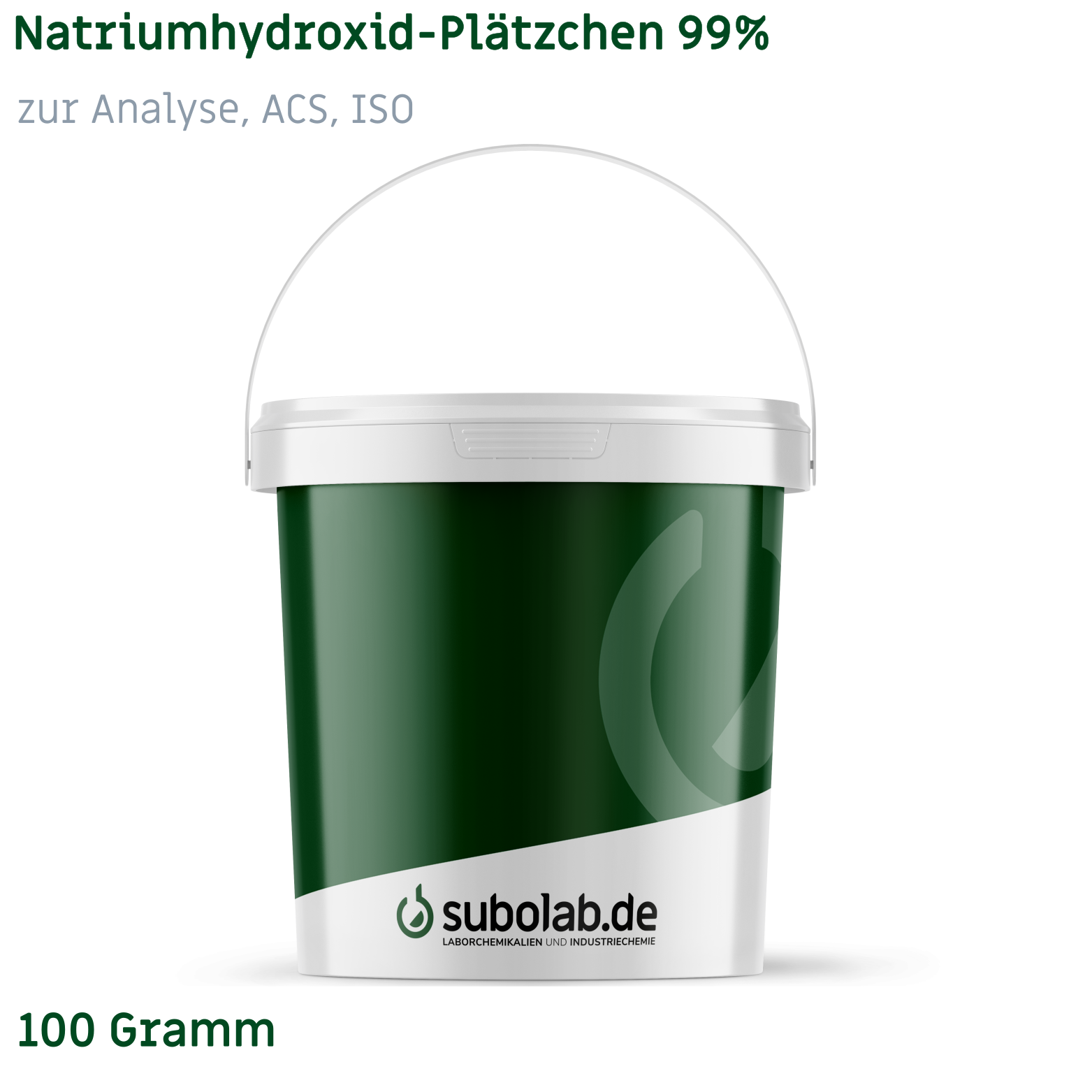 Bild von Natriumhydroxid - Plätzchen 99% zur Analyse, ACS, ISO (100 Gramm)