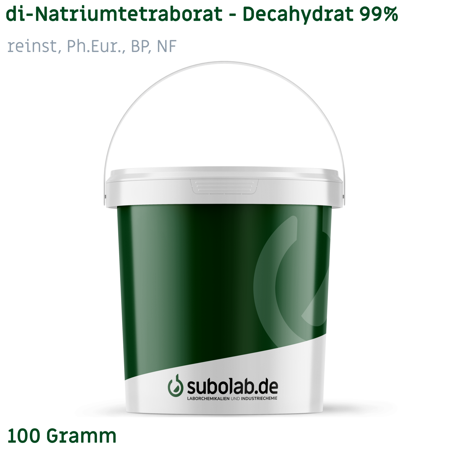 Bild von di-Natriumtetraborat - Decahydrat 99% reinst, Ph.Eur., BP, NF (100 Gramm)