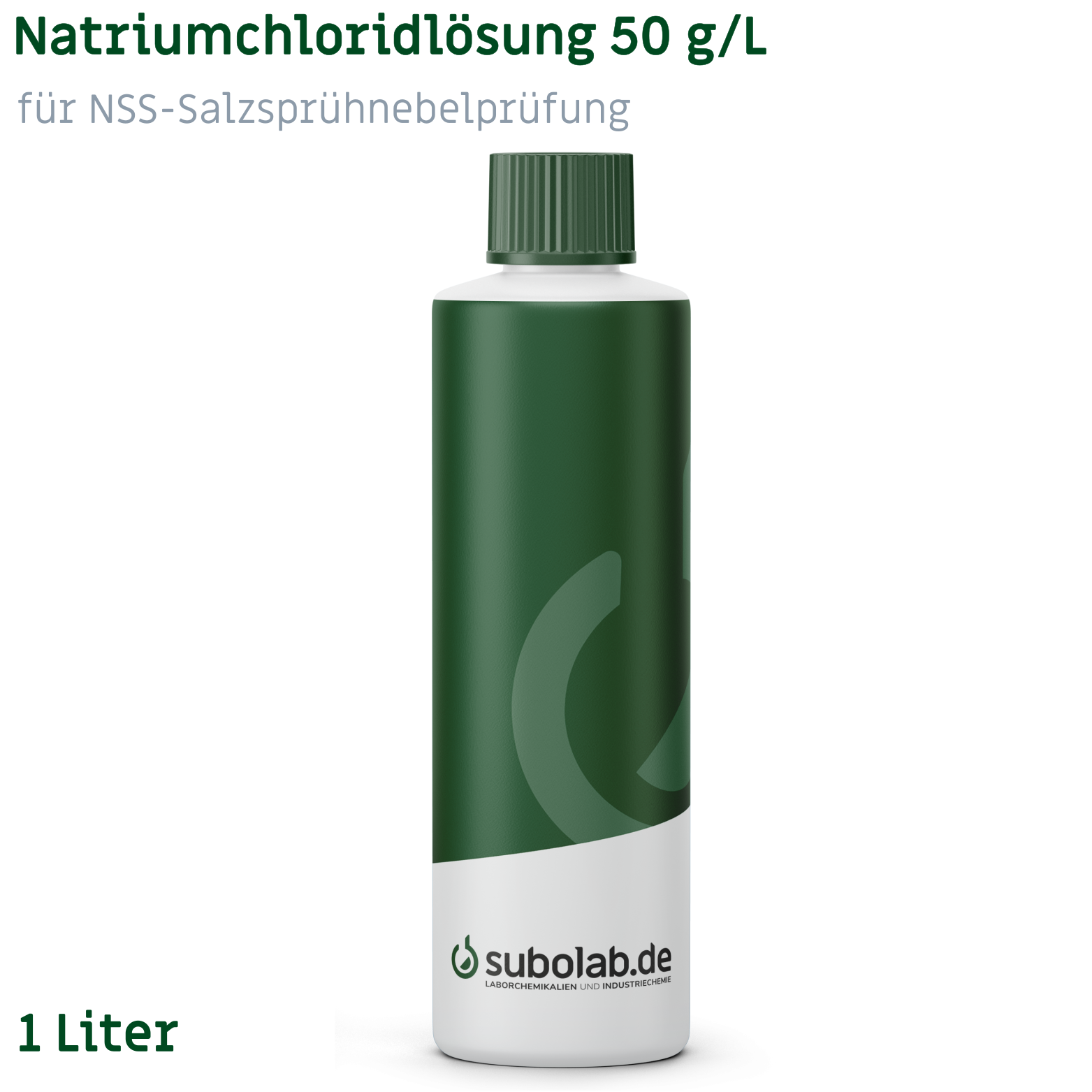 Bild von Natriumchloridlösung 50 g/L für NSS-Salzsprühnebelprüfung gemäß DIN EN ISO 9227:2012 Kap. 3.2.2 (pH-Wert 6,5 - 7,2 bei 25 °C) (1 Liter)