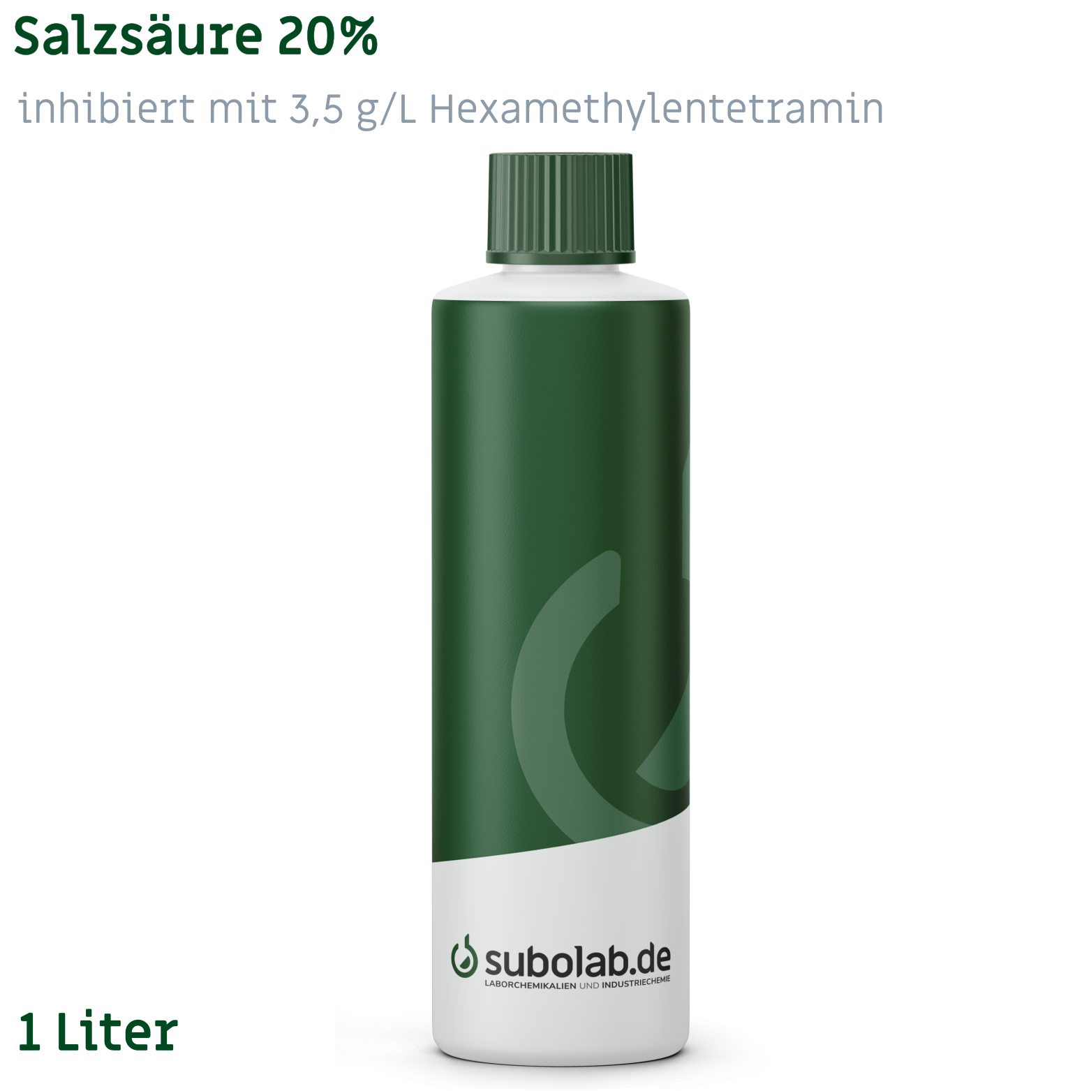 Bild von Salzsäure 20%, inhibiert mit 3,5 g/L Hexamethylentetramin (1 Liter)