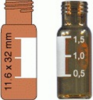 Bild von Probengläser N 9-1, braun, m, Beschriftungsfeld, breite Öffnung, 11,6x32mm, Pck à 100