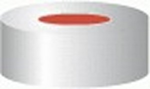 Bild von Aluminium-Bördelkappen, N 20 TB/oA, m, eingelegten Dichtscheiben, Butyl/PTFE, rot/grau, Pck à 100